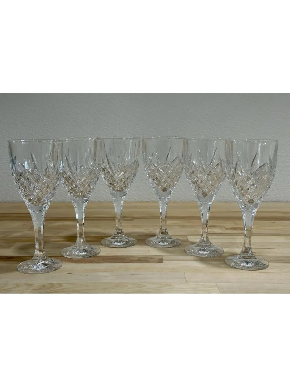 Set Of 6 DUBLIN Shannon by Godinger Crystal Water Goblets Wine Glasses 8” Tall